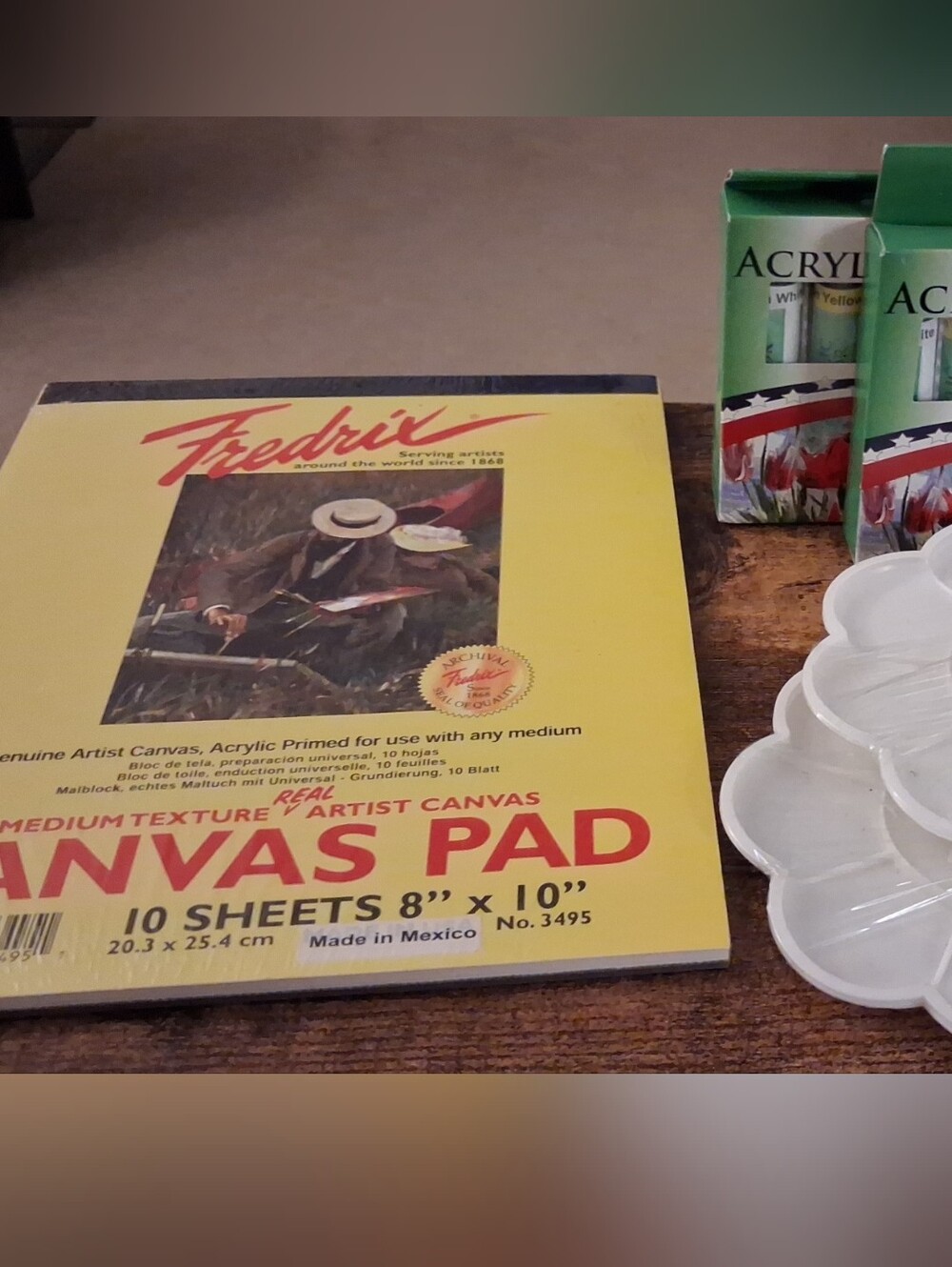 Art Supplies - Canvas Pad Acrylic Paints Plastic Pallets